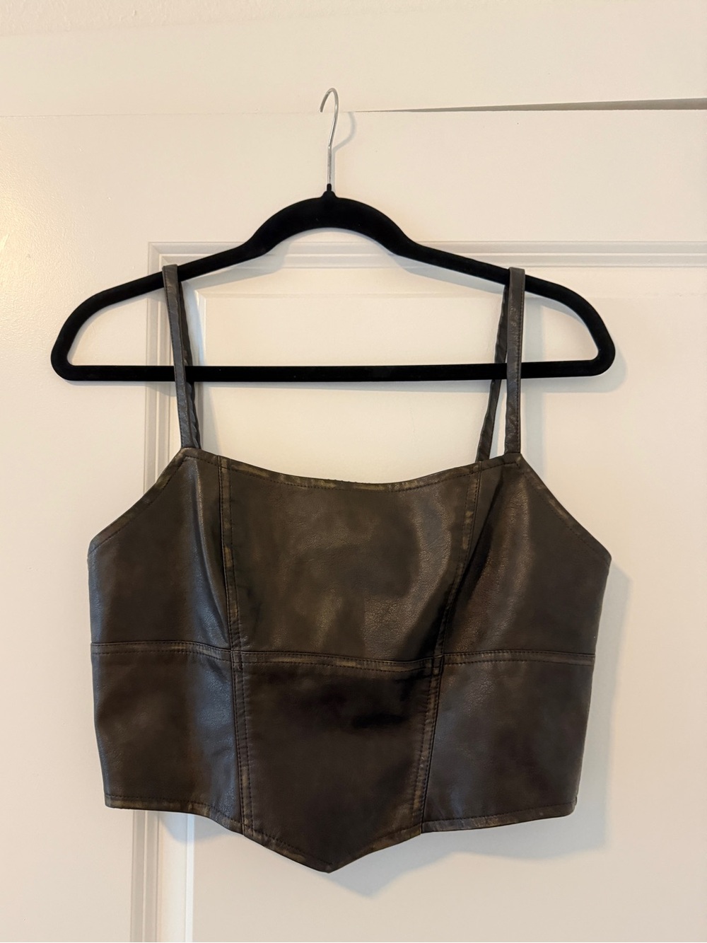 Emory Park Brown Faux Leather Corset Tank Top